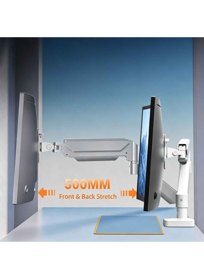 Single Monitor Arm,for 13-32" Screens up to 22 lbs, Ergonomic Gas Spring Monitor Stand with Height Adjust, Tilt, Swivel & Cable Management, VESA Desk Mount with 2 Types of Installation, White,Adjustable Monitor Mount with C-Clamp and Grommet Base, Ergonomic Computer Monitor Mount - Image 4