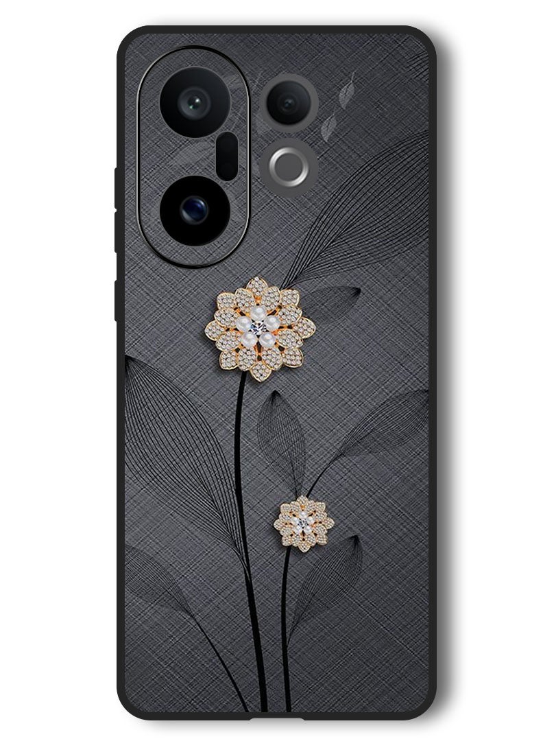 Theodor Case Compatible with Vivo X200 FE 6.31 Inch Protection Shockproof Bumper Cover Diamond Flowers - Image 1