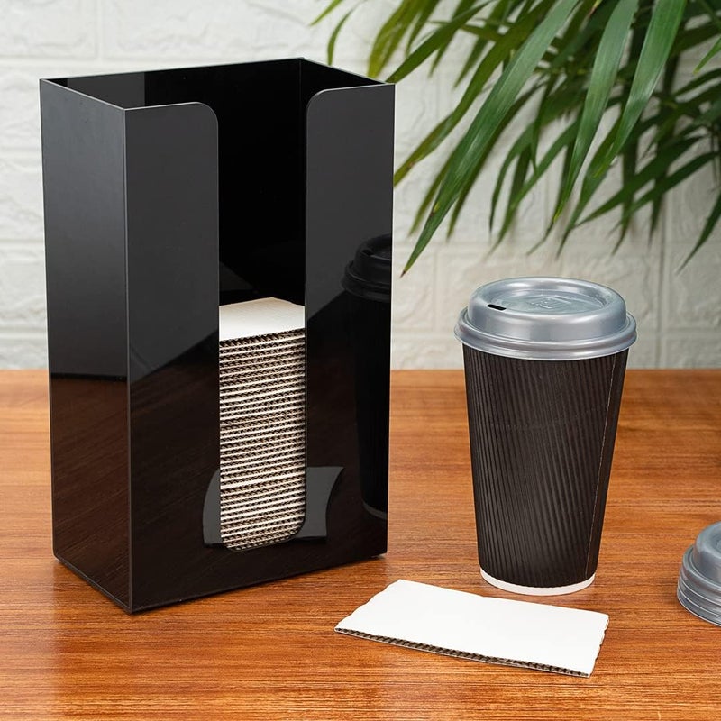Restaurantware Restaurantware Restpresso 6 x 35 x 10 Inch Coffee Cup Sleeve Dispenser 1 Vertical Coffee Sleeve Holder  Holds Up To 75 Sleeves Durable Black Acrylic Coffee Sleeve Organizer - Image 4