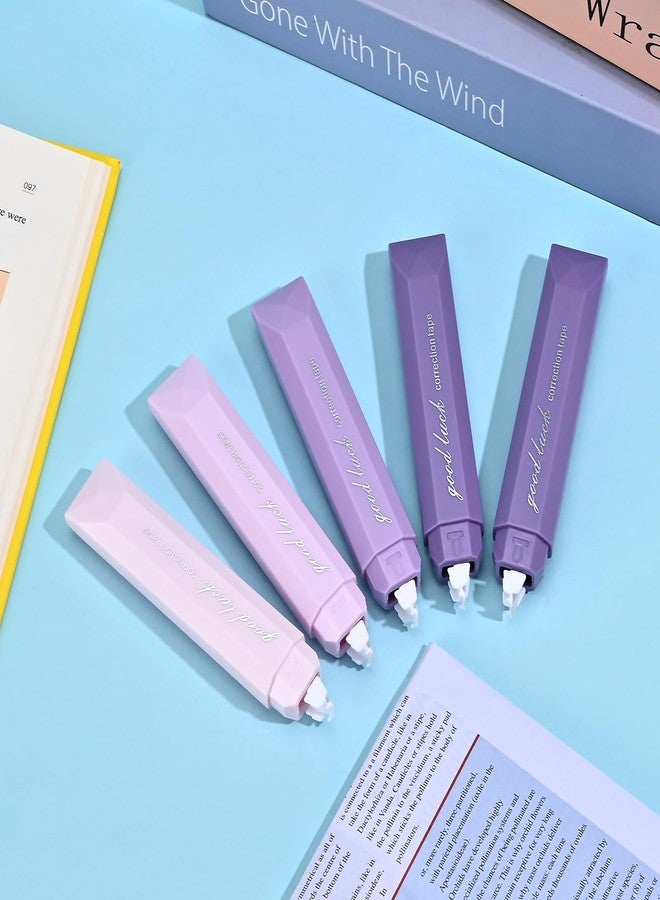 Temiary 5 Pcs White Out Tapes for Instant Correction, Aesthetic Correction Tape Pens, Easy to Use, Pen Shaped Applicator for Students School Office Supplies (Purple) - Image 5