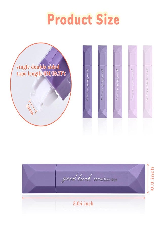 Temiary 5 Pcs White Out Tapes for Instant Correction, Aesthetic Correction Tape Pens, Easy to Use, Pen Shaped Applicator for Students School Office Supplies (Purple) - Image 2