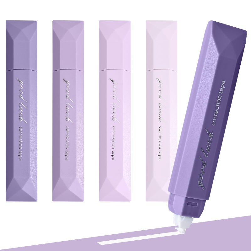 Temiary 5 Pcs White Out Tapes for Instant Correction, Aesthetic Correction Tape Pens, Easy to Use, Pen Shaped Applicator for Students School Office Supplies (Purple) - Image 1