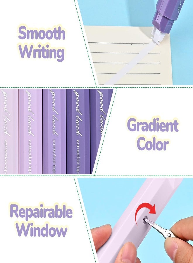 Temiary 5 Pcs White Out Tapes for Instant Correction, Aesthetic Correction Tape Pens, Easy to Use, Pen Shaped Applicator for Students School Office Supplies (Purple) - Image 3