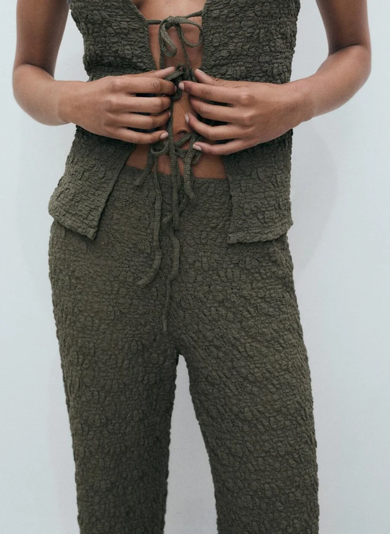 MANGO Straight Textured Trousers