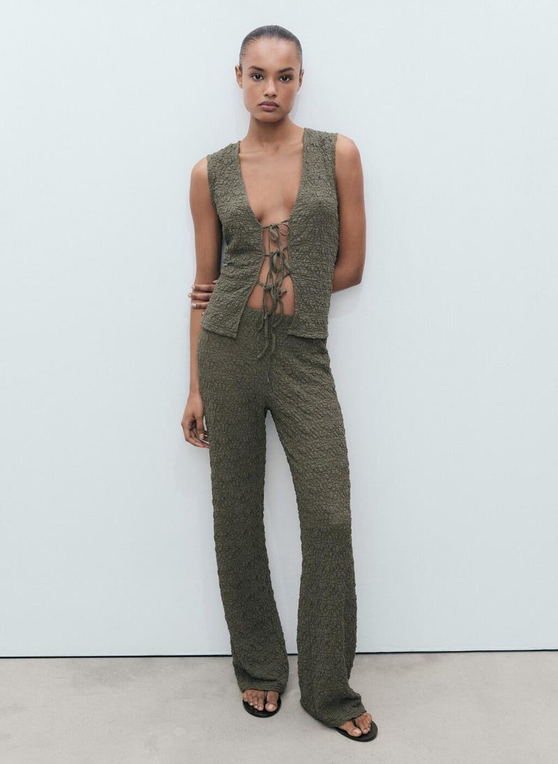 MANGO - Straight Textured Trousers - Image 1