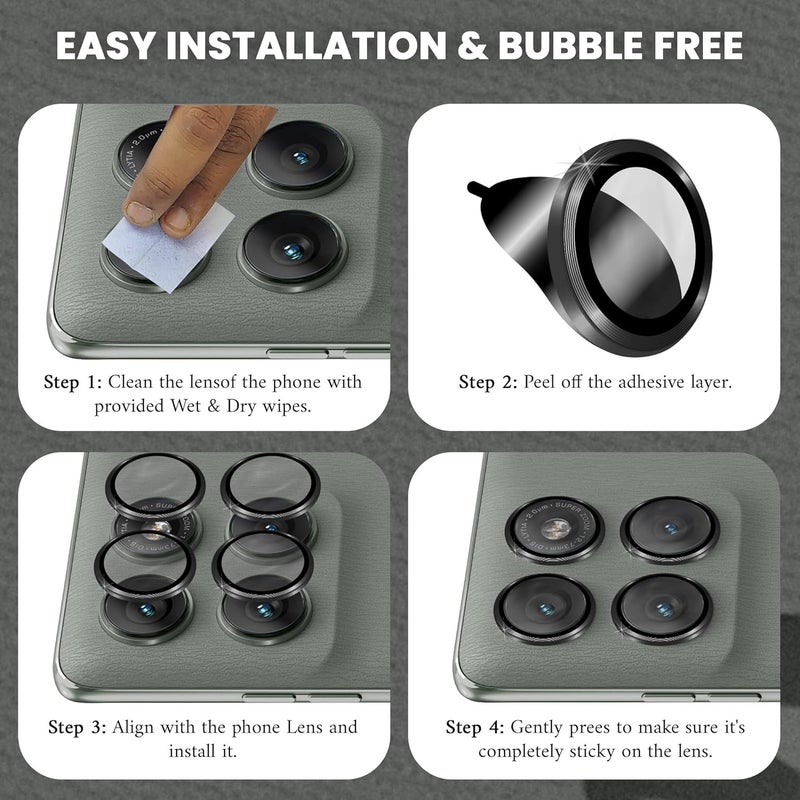 FIRST MART Camera Lens Protectors for Motorola Edge 60 Pro (6.7 Inches) Tough HD Individual Aluminum Alloy Lens Ring Cover, Scratch Resistant, Thin Lens Protection| Black, 1 Pack - Image 2