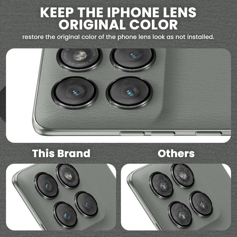FIRST MART Camera Lens Protectors for Motorola Edge 60 Pro (6.7 Inches) Tough HD Individual Aluminum Alloy Lens Ring Cover, Scratch Resistant, Thin Lens Protection| Black, 1 Pack - Image 3