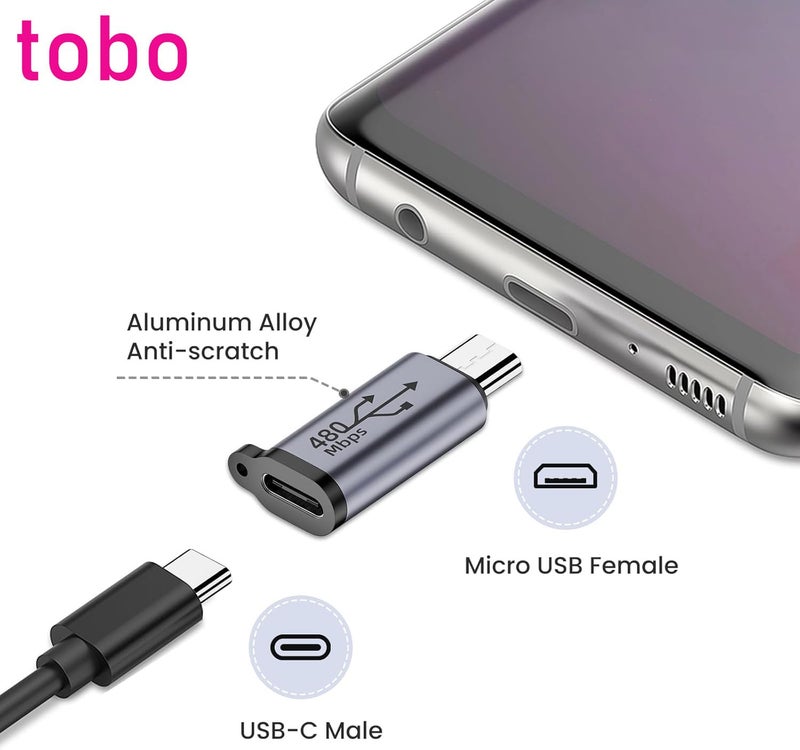 Tobo USB-C to Micro USB Adapter, USB Type C Female to Micro USB Male Converter USB C to Micro B 2.0 Charge & Data Sync Compatible with Samsung Galaxy S7 S6 J7 Note 5 Kindle Ps4 and More-TD-1300CC - Image 5