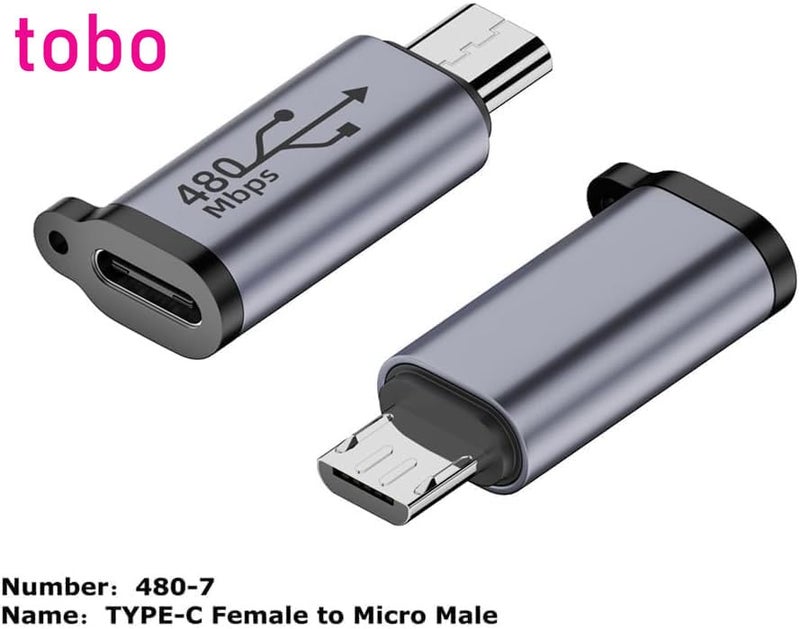 Tobo USB-C to Micro USB Adapter, USB Type C Female to Micro USB Male Converter USB C to Micro B 2.0 Charge & Data Sync Compatible with Samsung Galaxy S7 S6 J7 Note 5 Kindle Ps4 and More-TD-1300CC - Image 2