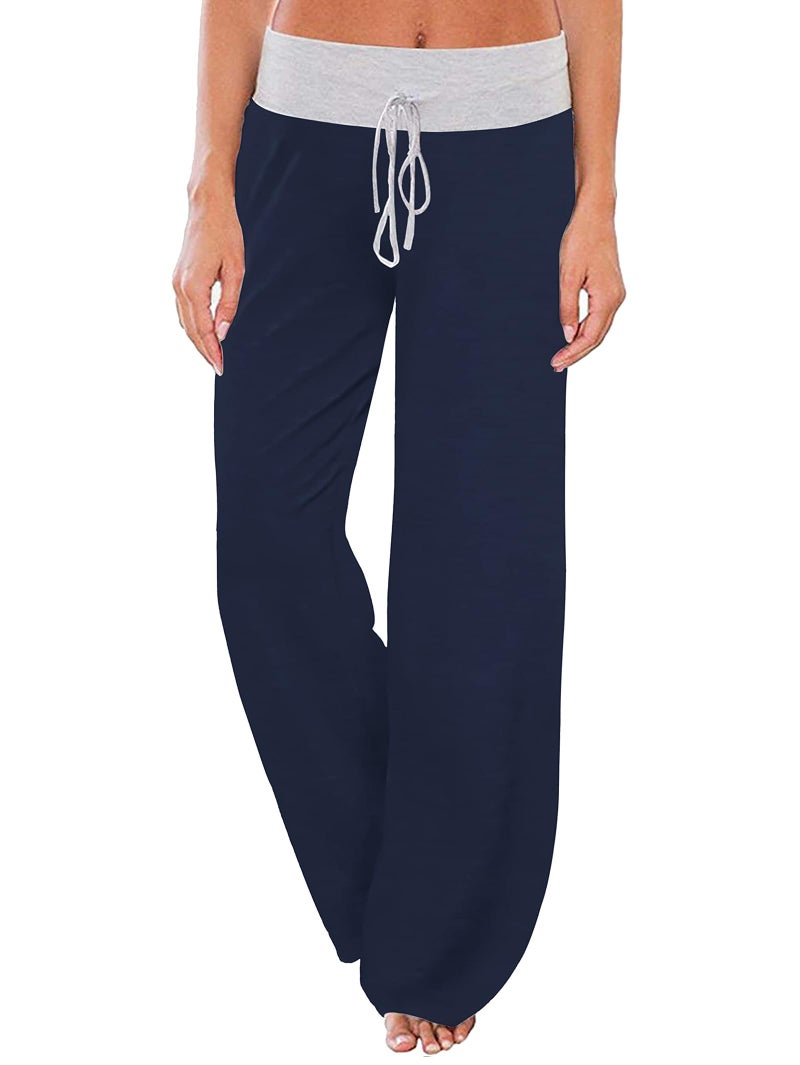 iChunhua Maternity Lounge Pants for Women Comfy Loose Wide Leg Sleeping Pj Pant(Navy Blue #2,L) - Image 1