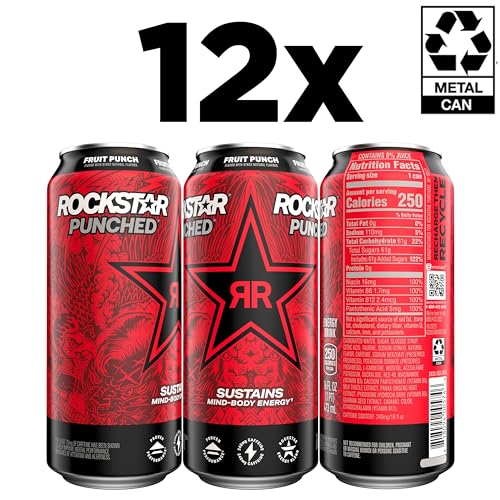 Rockstar Punched Energy Drink, Fruit Punch, 16 Fl Oz (Pack of 12) (Packaging May Vary) - Image 2