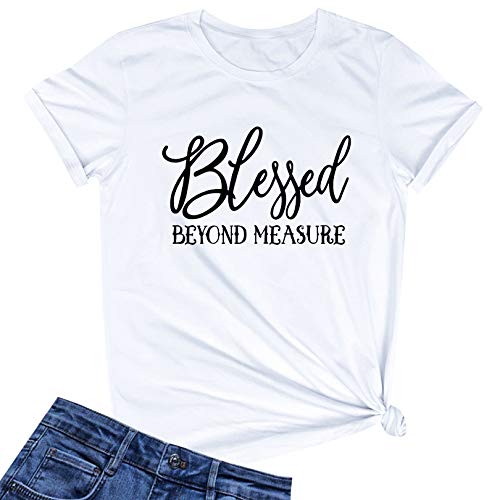 LOOKFACE Women Cotton Tees Cute Graphic Tops White Large - Image 1