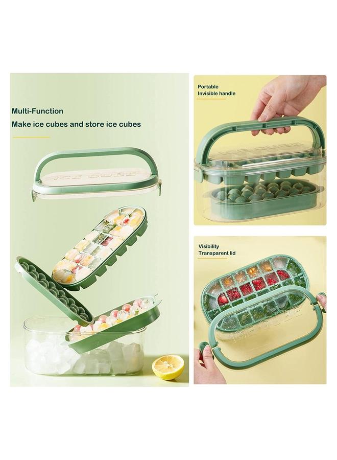 HOMESTAR Ice Cube Tray, Easy Release 28pieces Molds and 26pieces Circle Ball Trays Bpa Free Stackble Spill Resistant Removable with Portable Storage Bucket, Scoop Green  - Image 3