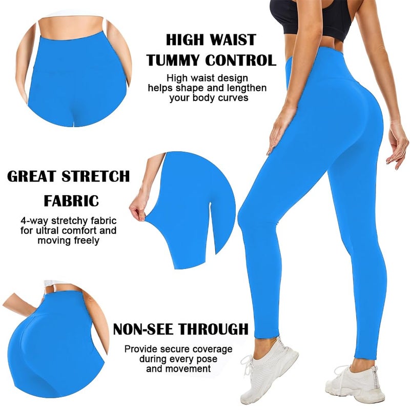 FULLSOFT Buttery Soft Leggings for Women - High Waisted Tummy Control No See Through Workout Yoga Tights Pants Deals of Today Prime Shapewear Shorts Gifts(Madagascar Blue,Small-Medium) - Image 5
