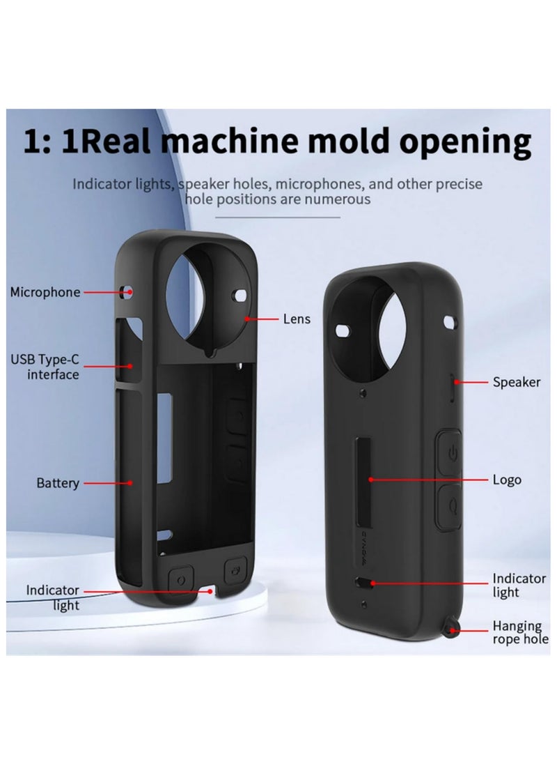 Generic For Insta360 X4 Full Body Silicone Case Durable Dust-Proof Panoramic Camera Protective Cover with 1/4 Interface All-Round Scratch Anti-Drop Protection Soft Grip Precision  - Image 3