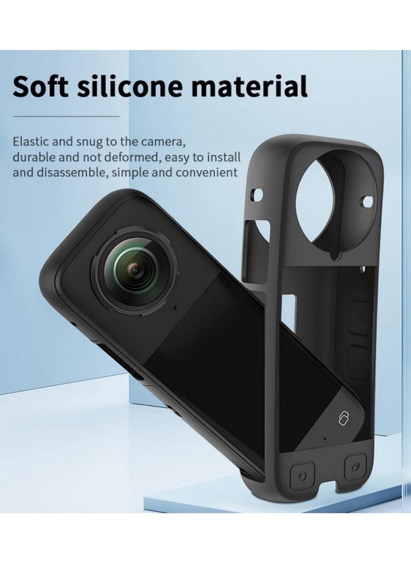 Generic For Insta360 X4 Full Body Silicone Case Durable Dust-Proof Panoramic Camera Protective Cover with 1/4 Interface All-Round Scratch Anti-Drop Protection Soft Grip Precision  - Image 4