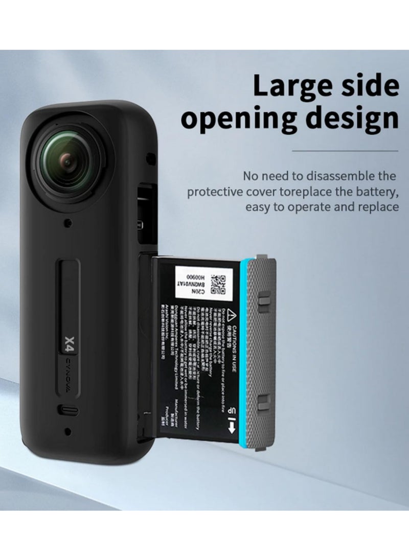 For Insta360 X4 Full Body Silicone Case Durable Dust-Proof Panoramic Camera Protective Cover with 1/4 Interface All-Round Scratch Anti-Drop Protection Soft Grip Precision