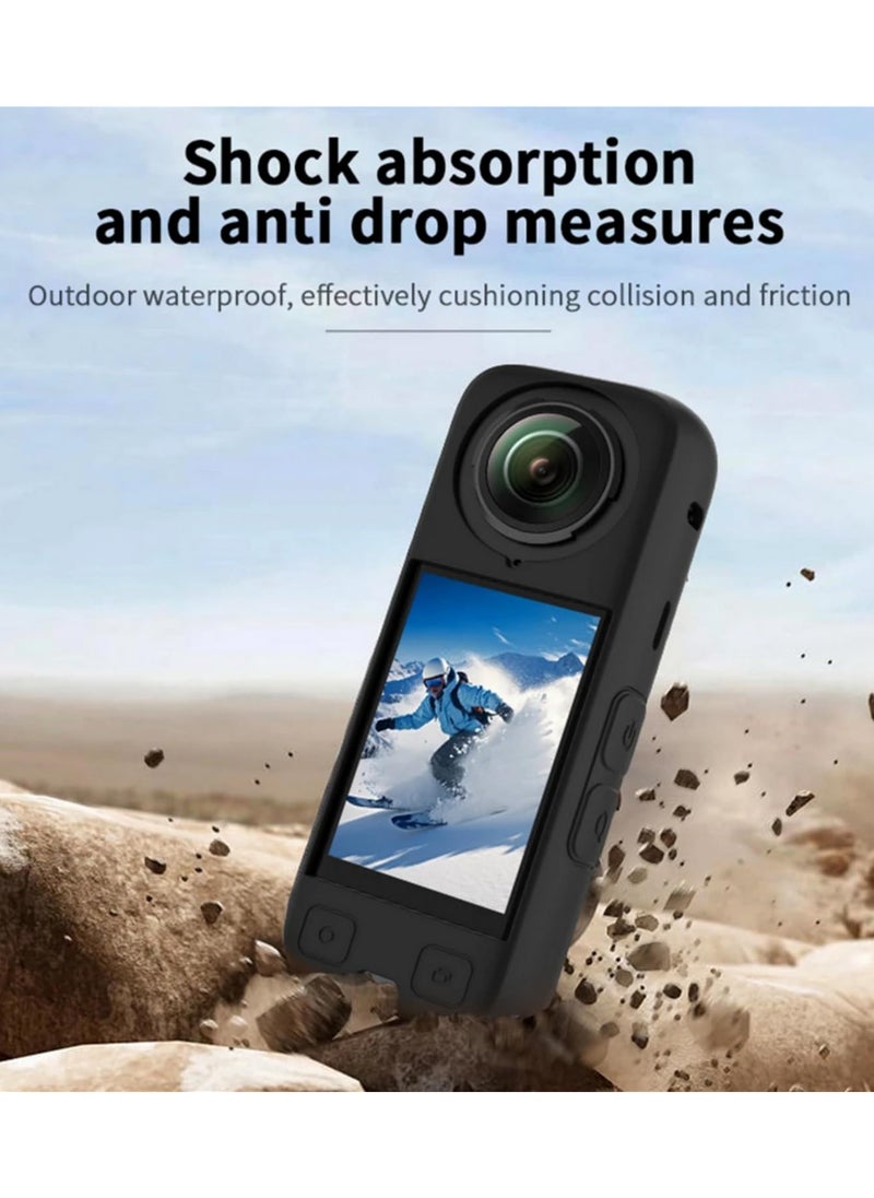 For Insta360 X4 Full Body Silicone Case Durable Dust-Proof Panoramic Camera Protective Cover with 1/4 Interface All-Round Scratch Anti-Drop Protection Soft Grip Precision