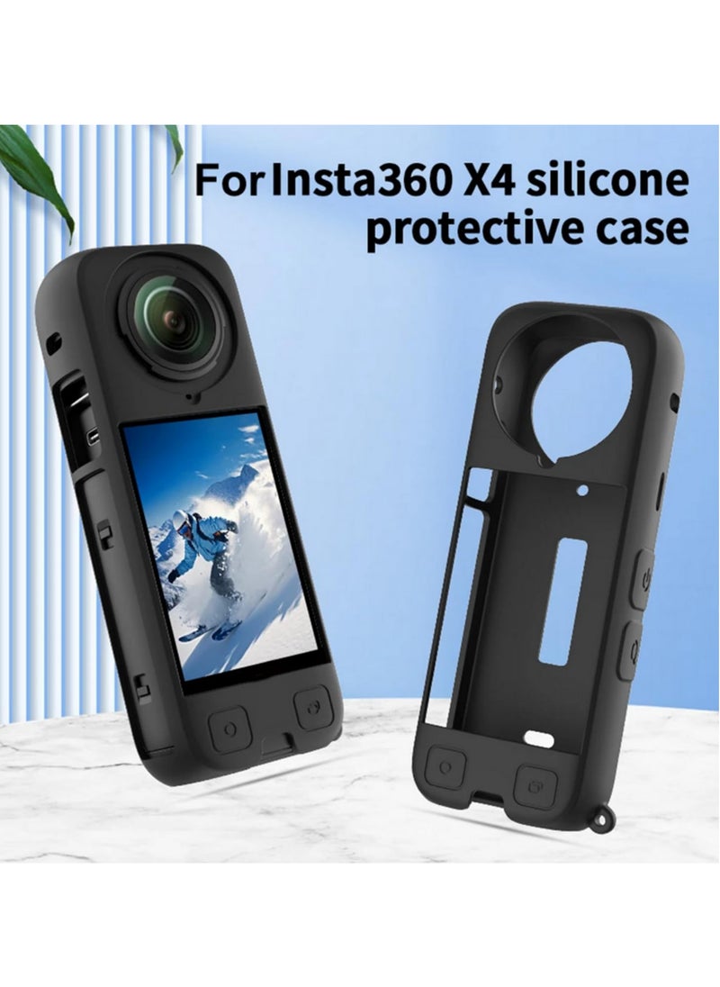 For Insta360 X4 Full Body Silicone Case Durable Dust-Proof Panoramic Camera Protective Cover with 1/4 Interface All-Round Scratch Anti-Drop Protection Soft Grip Precision