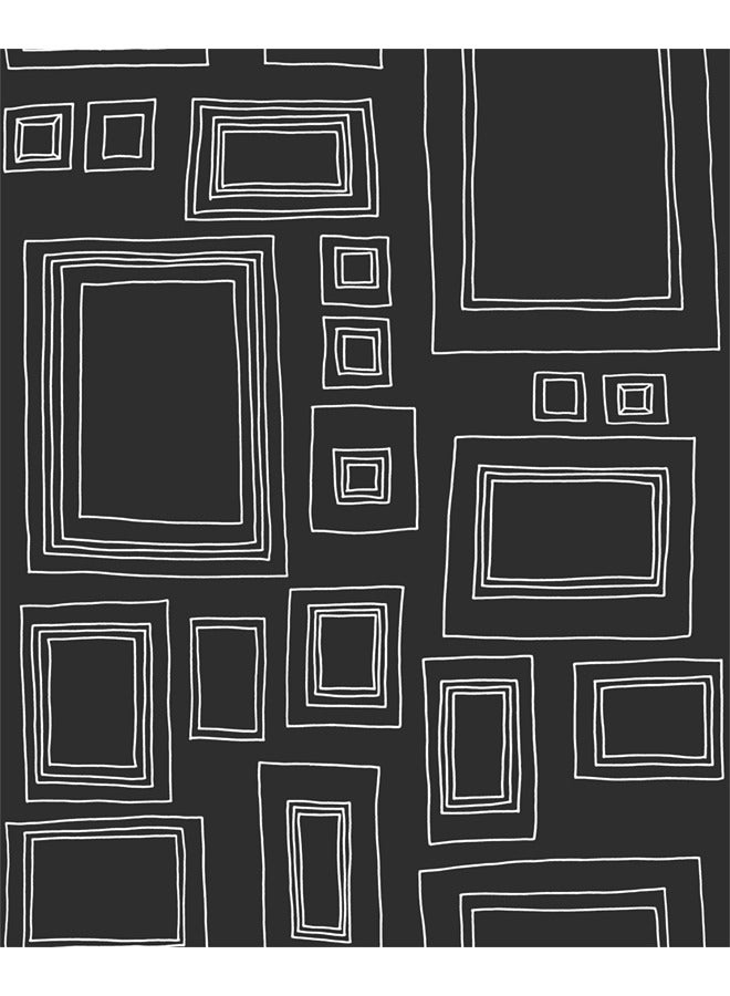 JAMEEL Abstract Frame Pattern Wallpaper - Black And White Artistic Outline Design - Creative Wall Decor for Kids' Rooms And Nurseries 