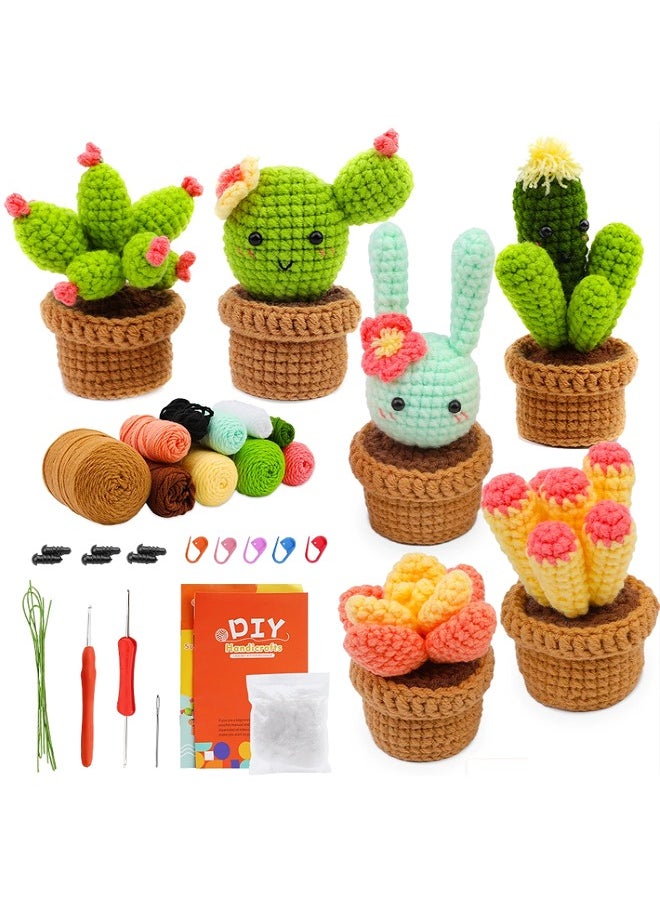 Generic - Crochet Kit for Beginners, Starter with Step-by-Step Video Tutorials,  DIY Craft Supplies,  6pcs Crochet Starter for Adults with Crochet Hooks Yarn Polyester Fiber Stitch Markers Plastic Eyes for Beginners Kit - Image 1