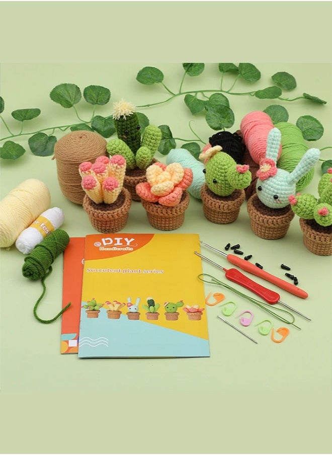 Generic - Crochet Kit for Beginners, Starter with Step-by-Step Video Tutorials,  DIY Craft Supplies,  6pcs Crochet Starter for Adults with Crochet Hooks Yarn Polyester Fiber Stitch Markers Plastic Eyes for Beginners Kit - Image 1