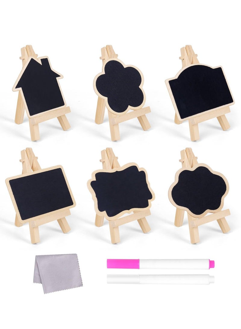 6 Pack Mini Chalkboards Signs with Easel Stand, Chalkboard for Message Board for Table Numbers Multifunctional Chalk Board with Chalk & Cleaning Cloths for Weddings, Birthday Parties - Image 1