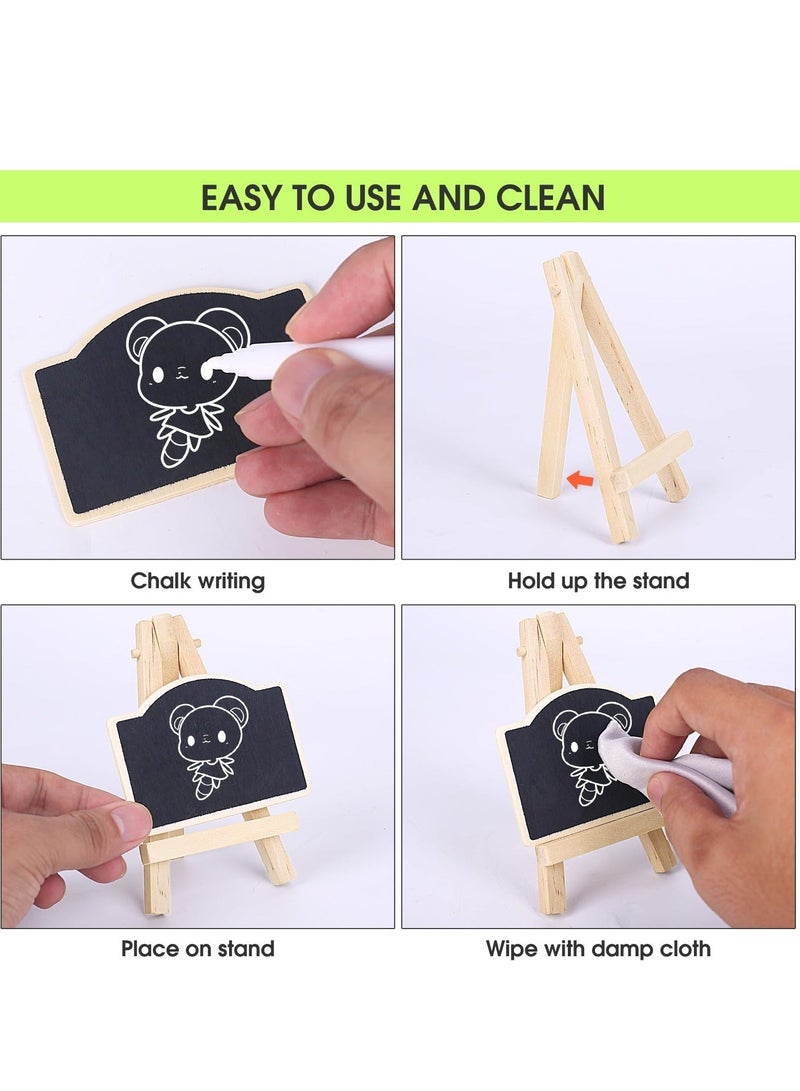 6 Pack Mini Chalkboards Signs with Easel Stand, Chalkboard for Message Board for Table Numbers Multifunctional Chalk Board with Chalk & Cleaning Cloths for Weddings, Birthday Parties - Image 4