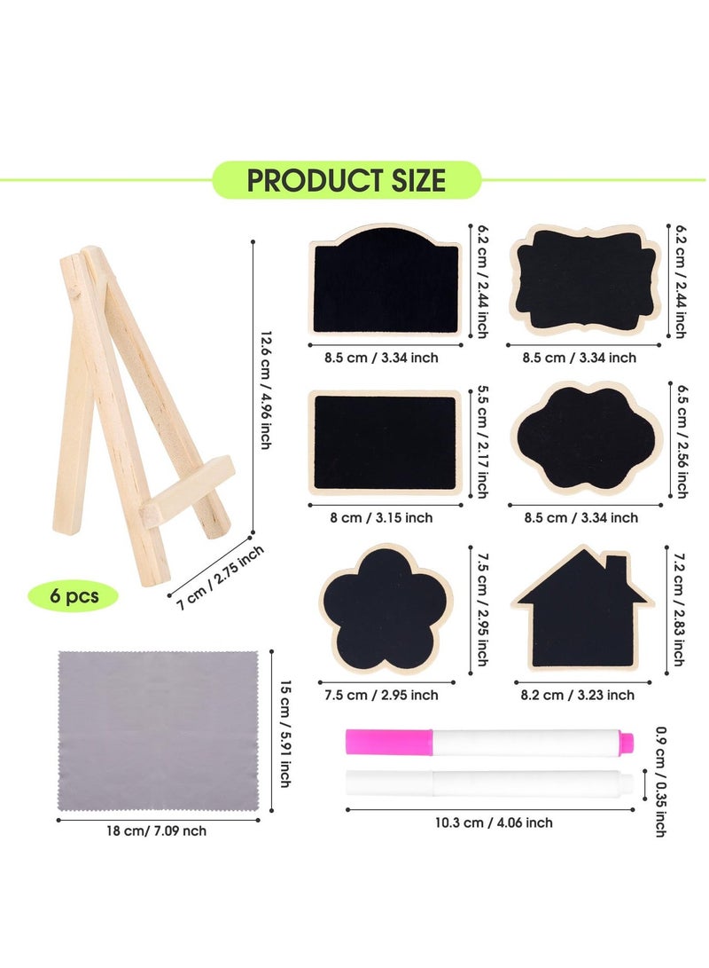 6 Pack Mini Chalkboards Signs with Easel Stand, Chalkboard for Message Board for Table Numbers Multifunctional Chalk Board with Chalk & Cleaning Cloths for Weddings, Birthday Parties - Image 2