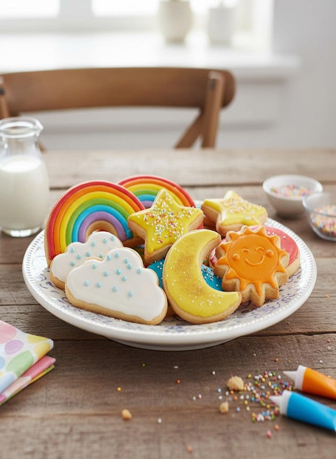 Exircy Star, Moon, Sun, Rainbow and Cloud Cookie Cutters, 5 Pieces Stainless Steel Cute Cookie Cutters for Cupcake Party Birthday Cake Decorations - Image 3