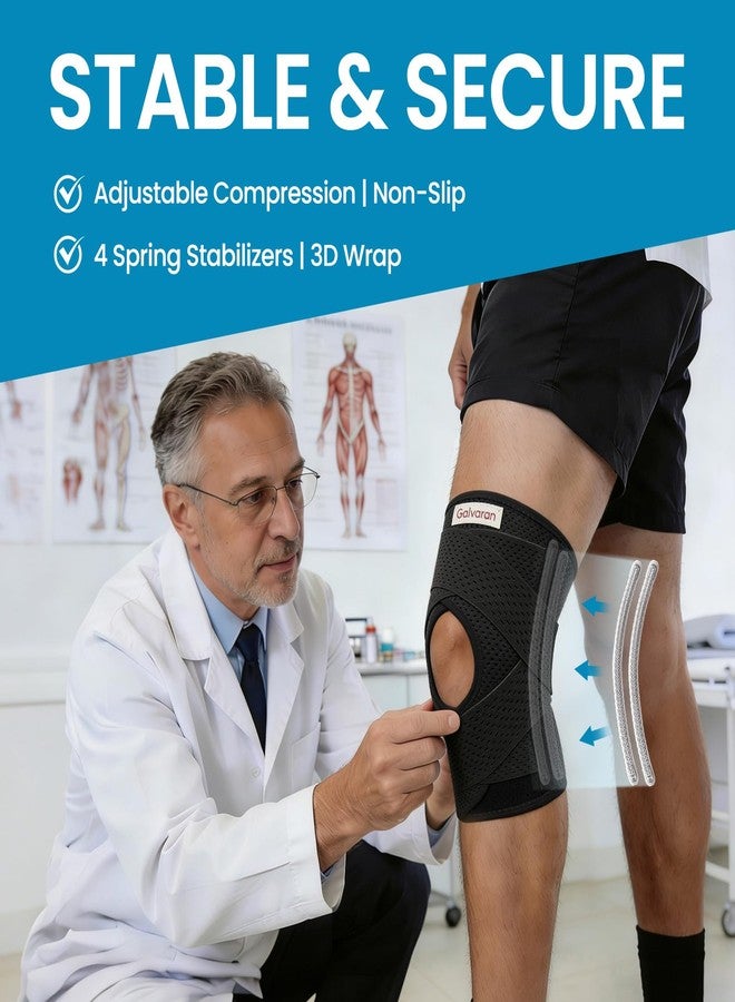 Galvaran Polyester Knee Brace with Side Stabilizers for Meniscal Tear Knee Pain ACL MCL Arthritis Injuries Recovery, Breathable Adjustable Knee Support for Men and Women - Image 4