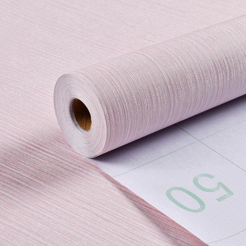 Haimin Grasscloth Wallpaper Textured 24in X 393in Fabric Contact Paper Pink Wall Paper Textured Linen Peel and Stick Self-Adhesive Thick Vinyl Embossed Film Wallpaper (Pink) - Image 4