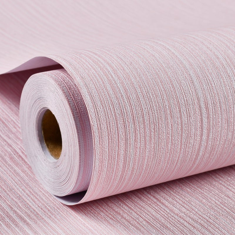 Haimin Grasscloth Wallpaper Textured 24in X 393in Fabric Contact Paper Pink Wall Paper Textured Linen Peel and Stick Self-Adhesive Thick Vinyl Embossed Film Wallpaper (Pink) - Image 1