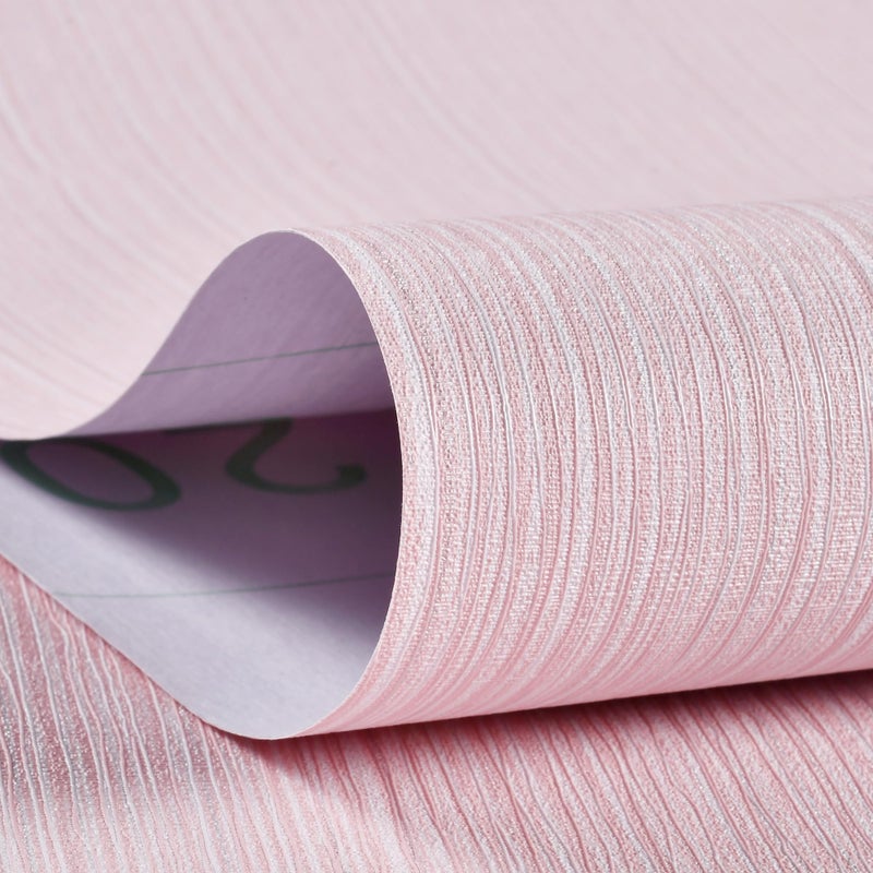 Haimin Grasscloth Wallpaper Textured 24in X 393in Fabric Contact Paper Pink Wall Paper Textured Linen Peel and Stick Self-Adhesive Thick Vinyl Embossed Film Wallpaper (Pink) - Image 3