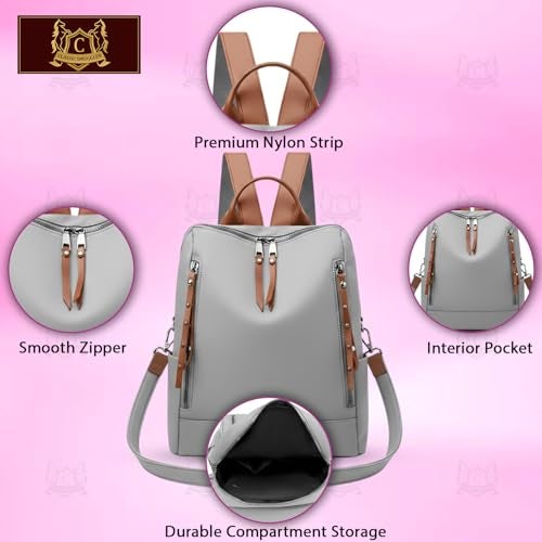 CLASSIC SMUGGLER Backpack Bags for Women/Girls Stylish Shoulder Sling Handbag Purse Office Travel College Daily-Use Convertible 13 Inch Laptop Backpacks Corporate (Grey-Classic) - Image 3