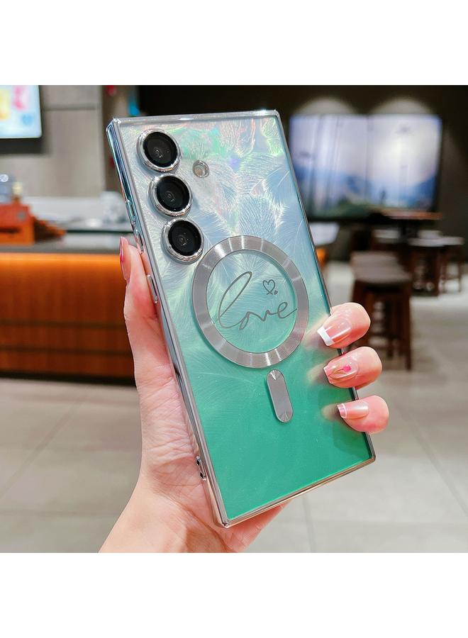 إيروريكس جراب لهاتف Samsung Galaxy S25 5G Dual-Love Feather Glitter MagSafe TPU - Image 1