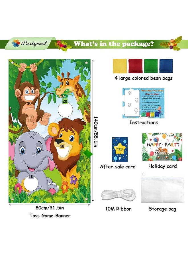 iPartyCool - Safari Animal Games, Animal Bean Bag Toss Game For Kids, Jungle Party Decorations,Fun Birthday Party Games Animal Toss Across Game For Kids Games Safari Birthday Decorations Party Supplies - Image 1