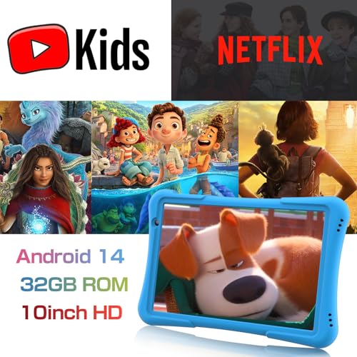 PRITOM 10 inch Kids Tablet Android 14 Tabletas 32GB, Quad-Core, 6000mAh, Large HD IPS Display, WiFi 6, Dual Camera, Bluetooth, Toddler Tablet for Kids Age 3+, Blue - Image 2