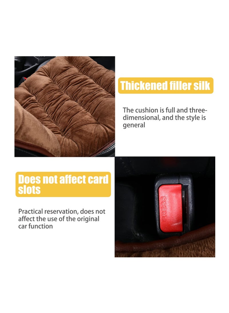 Excefore Cushioned Car Seat Cover, Warm Short Plush Seat Cushion for Front Rear Pad, Soft Fuzzy Seat Protector for Winter, Auto Interior Women Men Accessories for Vehicles, SUV, Truck(Beige)  - Image 3