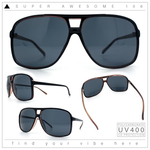 SA106 Oversize Large Thin Plastic Racer Mens Sport Sunglasses (Polarized Black, 62) - Image 5
