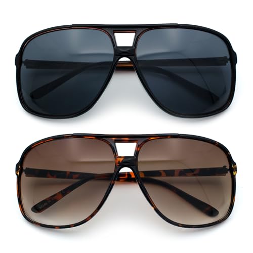 SA106 Oversize Large Thin Plastic Racer Mens Sport Sunglasses (Polarized Black, 62) - Image 1