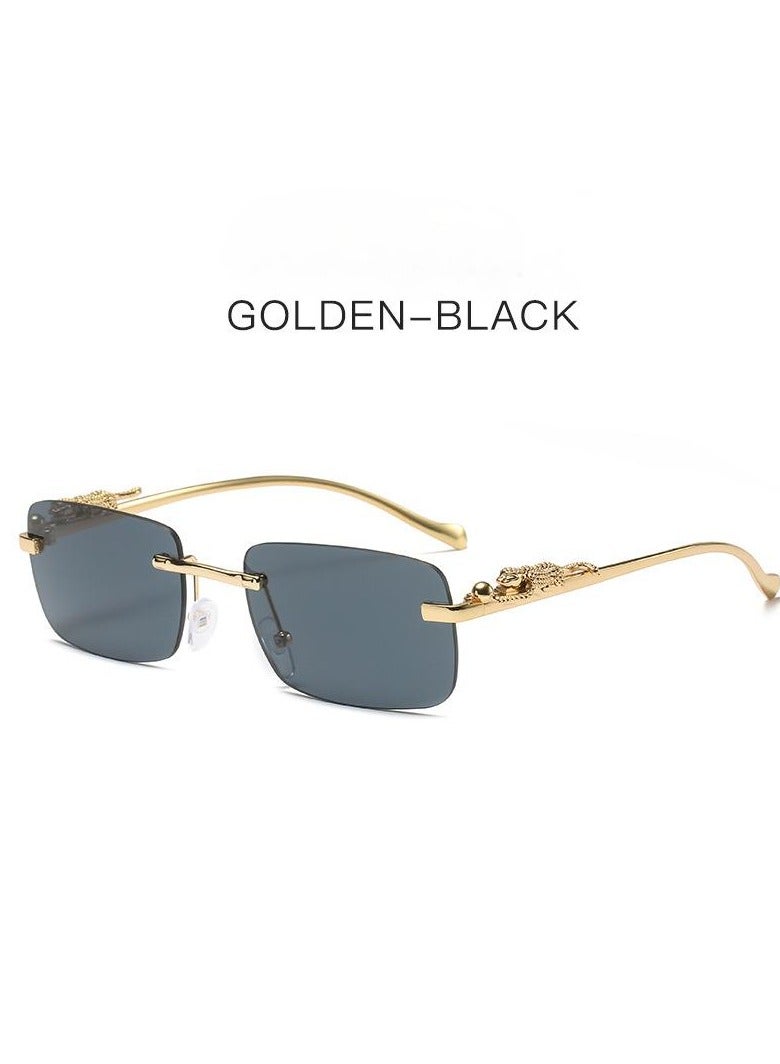 Generic Vintage Rimless Rectangle Sunglasses, Stylish Cheetah Metal Head Sunglasses, Metal Rimless Square Sunglasses for Women and Men  - Image 1