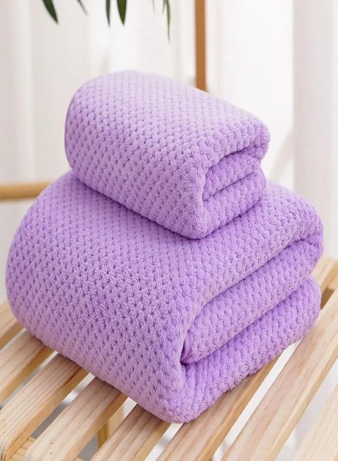 LINEAR Microfiber Bath Towel & Hand Towel Set/Towel for Bath/Microfiber Towels for Bath Large Size/Bath Towel for Men and Women/300 GSM (140 cms * 70 cms) Pack of 2 (Pink & Purple) - Image 3