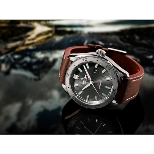 Alpina Men's Alpiner Swiss Automatic 3-Hand Stainless Steel Case with Brown Leather Strap Watch, Bi-Directional Bezel, Sunray Line Grey Dial (Model: AL-525G5AQ6) - Image 5