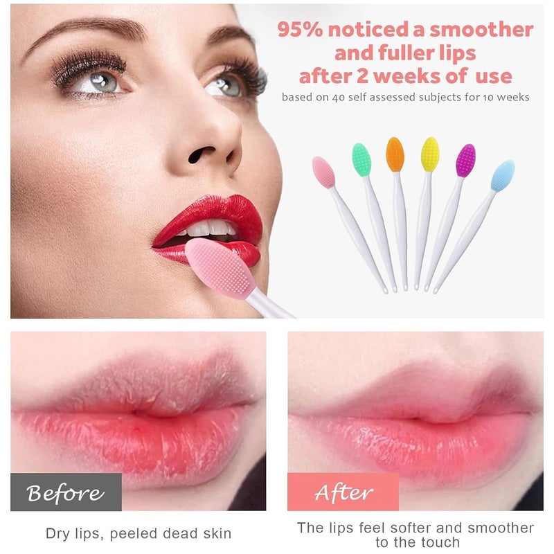 YOUKOOL Lip Scrub Brush,Lip Scrubber Exfoliator,Double-Sided Silicone Exfoliating Tool,Gentle Lip Exfoliator Scrubber Brush for Smooth,Soft,Bright,and Healthy Lips(6 PCS) - Image 2