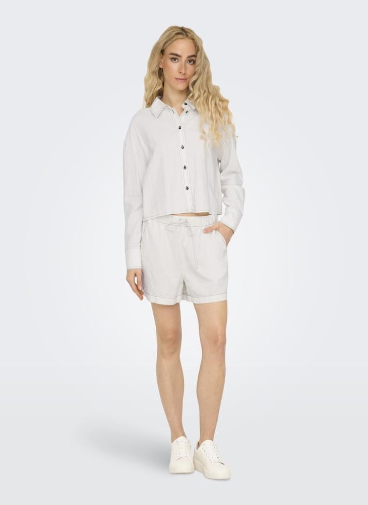 ONLY - Linen Crop Shirt - Image 1