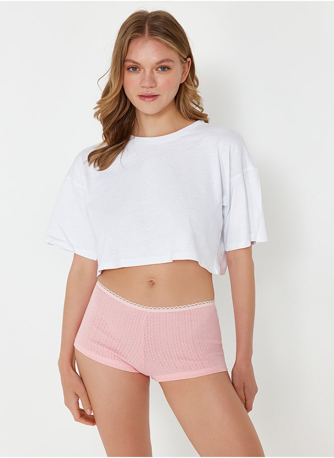 trendyol White-Multicolored 3-Pack Cotton Pointel Openwork/Perforated Knitted Boxer Briefs THMSS24KU00033  - Image 4