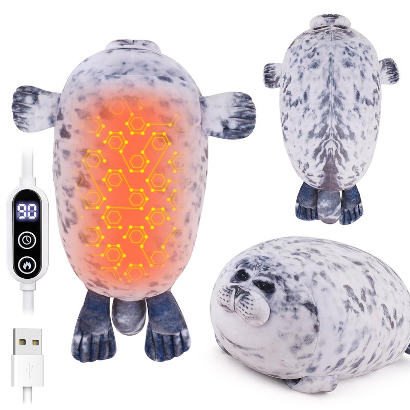 Auspicious beginning Electric Heating Pad for Period Cramps, Cuddly 14'' Seal Plush with a Hot Soft Belly USB Powered, Menstrual Heating Pad Neck Shoulder Pain Relief, Gift for Daughter Wife Period Heating Pad - Image 1