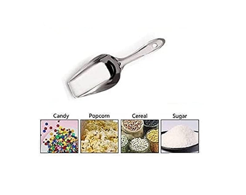 SBA PRIME Stainless Steel Atta Scoop/Shovel for Kitchen | Multipurpose Scoop for Flour, Sugar, Rice & Grains | Rust-Free Durable Metal Scooper (Pack of 3) - Image 5