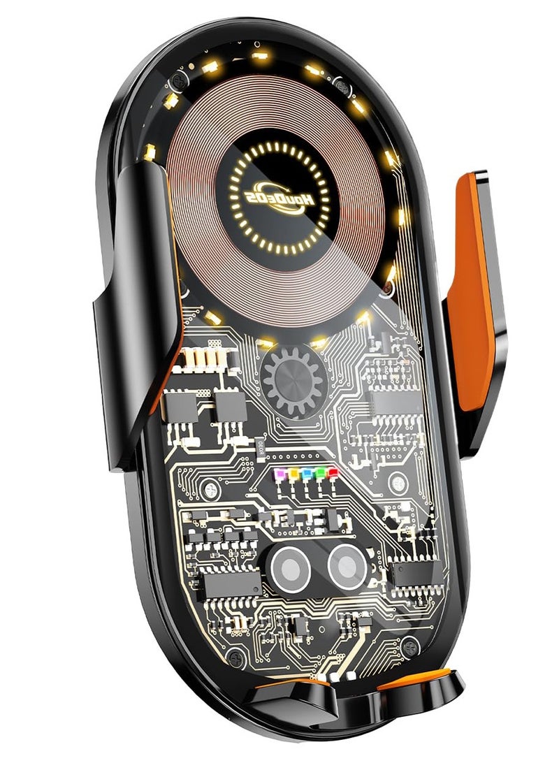 Excefore Car Phone Mount, Car Phone Mount Wireless Charger, Wireless Car Charger, Qi 15W Fast Charging Auto Clamp Mount Air Vent Phone Mount Compatible with All 4.7-7.2 Inch Devices - Image 1